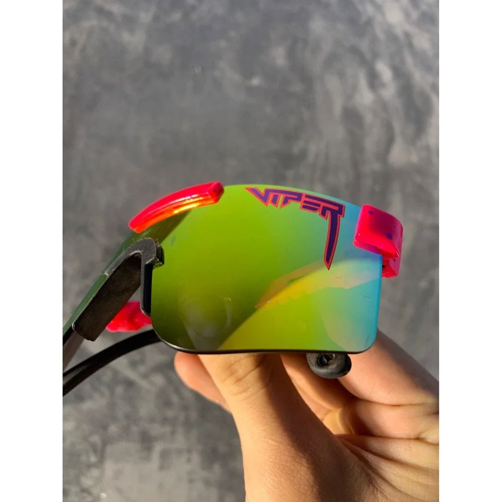 Vintage Pit Viper The 1993 Originals Sport Sunglasses Pink Purple Splatter Gold